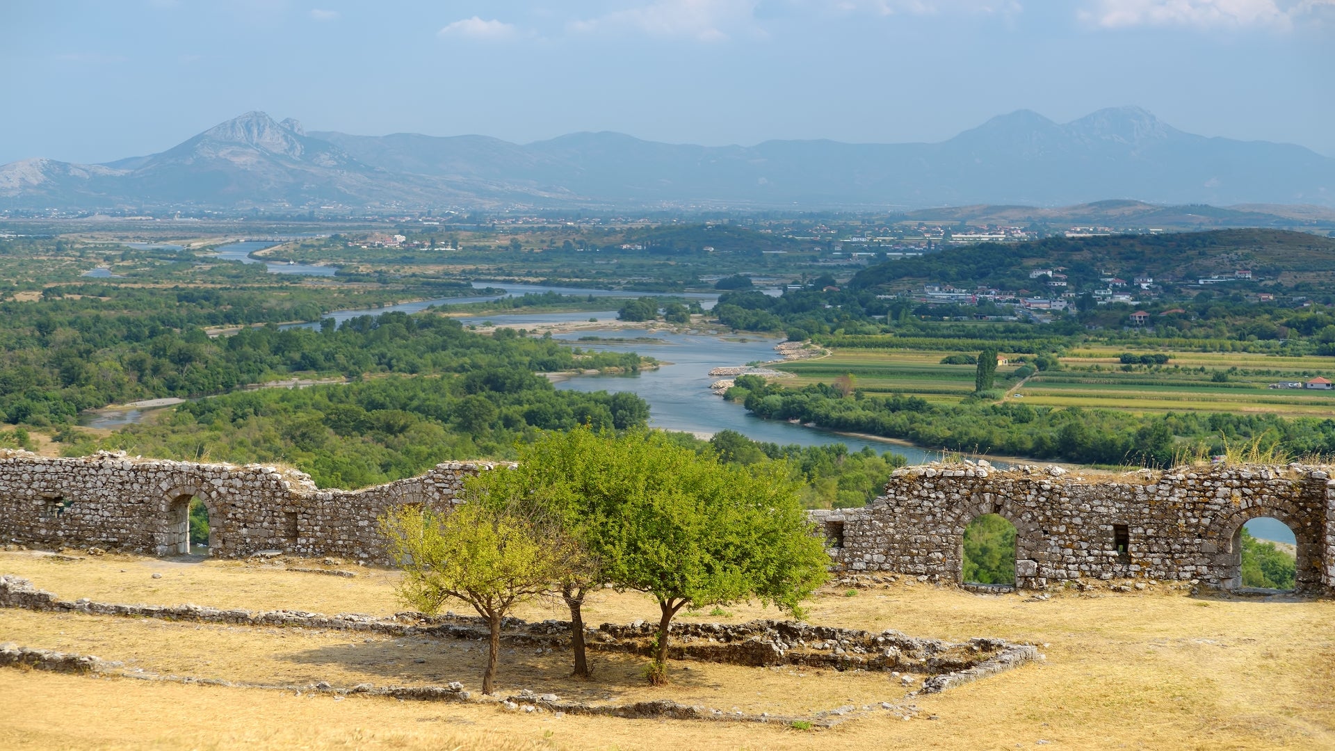view of ancient stone walls of the fortress of rozafa albania shkoder